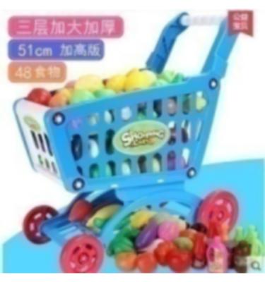 China Large Size 48pcs PP Shopping Cart Kids Toys Shopping Mall Trolley Kids Mini Carts for sale