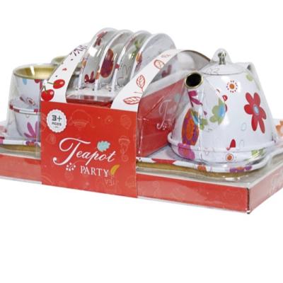 China Popular China Metal Iron Kids Kitchen Toys Tea Set Teapot Manufacturer for sale