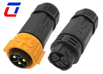 China Conector de energía impermeable de 3 pines de IP67 50A Conector de cable de hombre a mujer en venta