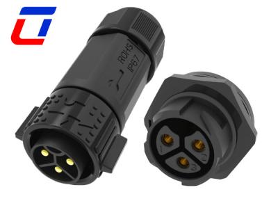 China Conector de cable impermeable circular de 3 polos IP67 con terminales de tornillo montados en el panel en venta