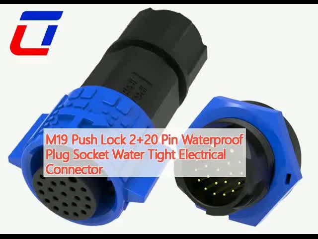 M19 Push Lock 2+20 Pin Waterproof Plug Socket Water Tight Electrical Connector