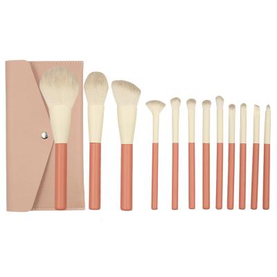 China Makeup Set Brush 12 Pieces Skin Friendly Touch Paint Makeup Set Brush Support Soft Wooden Printing Handle With Private Logo for sale