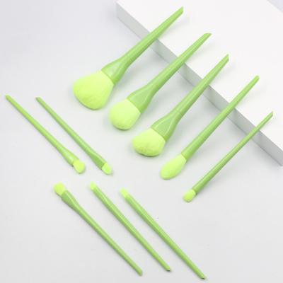 China MEIKCO Makeup Brush Set Specially Made Fluorescent Green Vegtan Hair Makeup Brush 10pcs, Set Customized Mass Production for sale