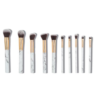 China High Quality Luxury 10pcs Makeup Brush Set Synthetic Factory Private Label Hair Brushes Marble Handle With Makeup Stand for sale