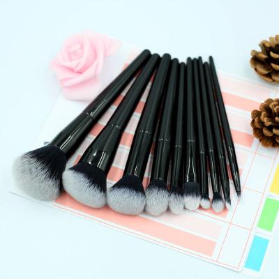 China 2023 Hot Selling Makeup Brush Wooden Handle Brush Shape 10 Pcs Makehup Shiny Black Lacquered Black Lacquered Big Brush Set for sale