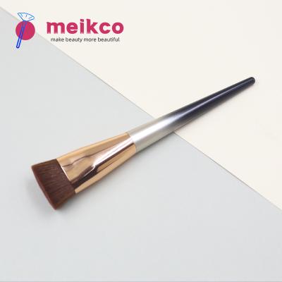 China Black Wooden Handle Brush MEIKCO Universal High Quality Flat Head Foundation and Silver Gradient Makeup Brush for sale