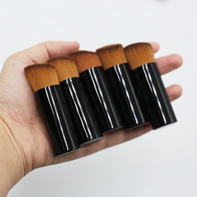 China Portable Black Single Flat Head Makeup Brush Foundation Brush Powder Sweep Short Kabuki Cosmetics Makeup Brush for sale