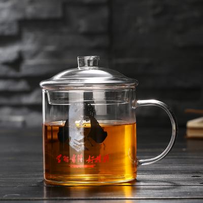 China Environmentally Friendly Heat Resistant High Borosilicate Glass Tea Cup Stored Printing Retro Glass Tea Cup for sale