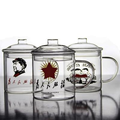 China 500ml Single Layer Glass Tea Cup Stored Class Heat Resistant Tea Cup With Handle for sale