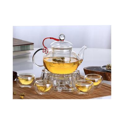 China Factory supply minimalist white transparent circular high noise pyrex glass pyrex glass teapot retro for sale