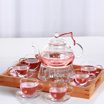 China Small white transparent circular glass heat resistant high heat resistant minimalist hot sales borosilicate glass teapot for sale