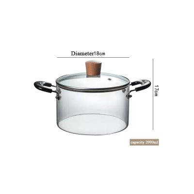 China Hot Selling Large Size Stored Pyrex Clear Transparent Heat Resistant Glass Cooking Pot for sale