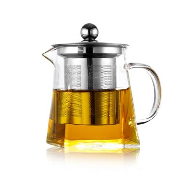 China Wholesale price minimalist white transparent classic non-slip teapot popular and heat-resistant glass teapot for sale