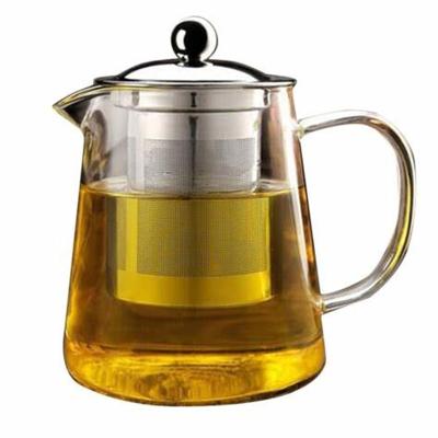 China Factory Supply Premium Heat Resistant Square Glass Teapot Minimalist Direct Infuser Teapot With Stainless Steel Infuser for sale