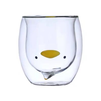 China High Quality Assurance White Transparent Circular Borosilicate Glass Classic Stocked And Kawaii Bear Glass Mug for sale