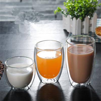 China Wholesale Custom Stocked 250ml 350ml 450ml Coffee Borosilicate Glass Double Wall Mug for sale