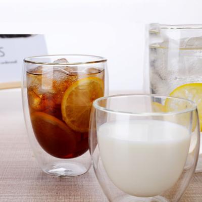 China 250ml 350ml 450ml Double Wall Stored Dishwasher Safe Microwave Pyrex Glass Mug for sale