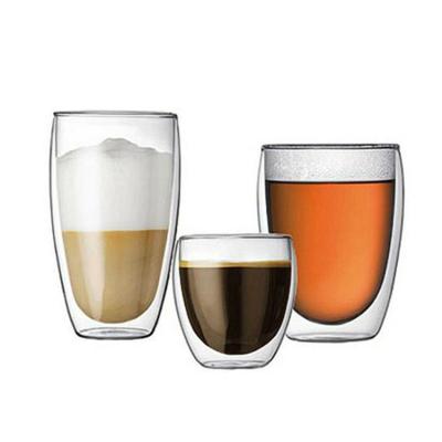 China Wholesale 250ml 350ml 450ml Double Layer Stored Heat Resistant Transparent Glass Mug for sale