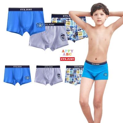 China Antibacterial Boy's Underwear Cotton Blue Printed Mens Boxer for sale