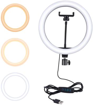 China Factory Price PORTABLE Camera Mobile Phone Holder Beauty Dial Flowing 10 Inch LED Ring Light for sale