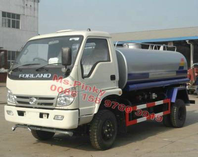 China Carbon Steel Or Stainless Steel FOTON Forland Small Water Truck 5000L Water Bowser Boat For Sale for sale