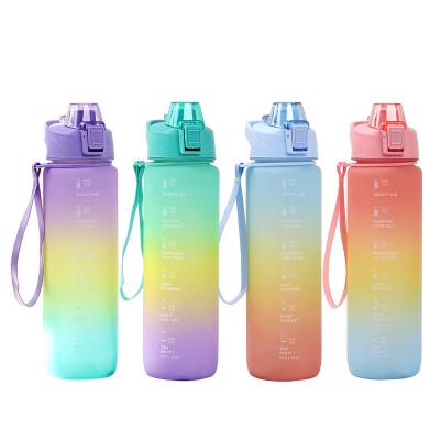 China Minimalist Product Ideas New 2022 Eco-friendly Plastic Water Bottles Fitness Gradient Plastic Bottles for sale