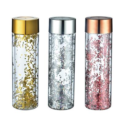 China High Temperature Resistant Impact Resistant Plastic Glitter Viable Plastic Water Bottle With Double Wall Plastic Water Bottle for sale