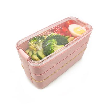 China Viable 1000ml Adult Bento Microwave Portable Plastic Lunch Box Delicious Lunch Box 3 Layers Bento Lunch Box for sale