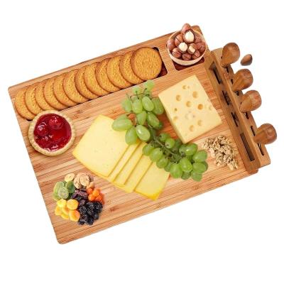 China China Sustainable Bamboo Cheese Dish Charcuterie Platter Utensils Set for sale