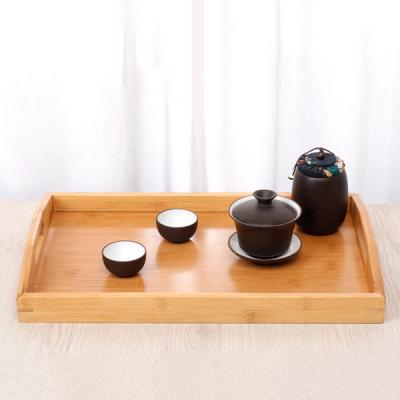 China Wholesale Square Rectangle Bamboo Tea Cake Plate Food Serving Trays HGBST-004 for sale