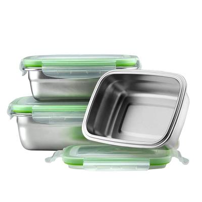 China Eco-Friendly Freshness Preservation 304 Stainless Steel Lunch Box For Kids Food Container Metal Storage Bento Box for sale