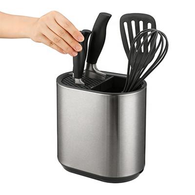 China Rotating Stainless Steel Cutlery Storage Organizer Holders Kitchen Knife Utensil Stand for sale