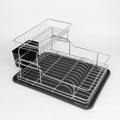 China Kitchen Organizer 2 Tier Storage Rack Metal Wire Drying Sustainable Dish Rack for sale