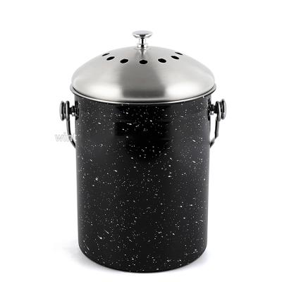 China Sustainable Stainless Steel Kitchen Compost Pail With Lid Includes Charcoal Filter Black Compost Bin Kitchen for sale