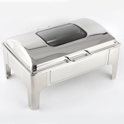 China Eco-friendly high quality hotel restaurant stainless steel buffet food warmer chafing dishes set with window for sale