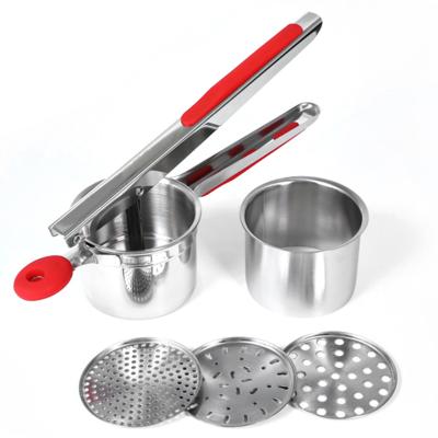 China Viable Fruit and Vegetable Presser Stainless Steel Potato Masher and Grinder with 3 Discs for sale