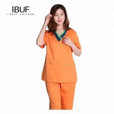 China Anti-Shrink Scrubs Pink Medical Hospital Uniform Scrub Suits Nursing Design for sale