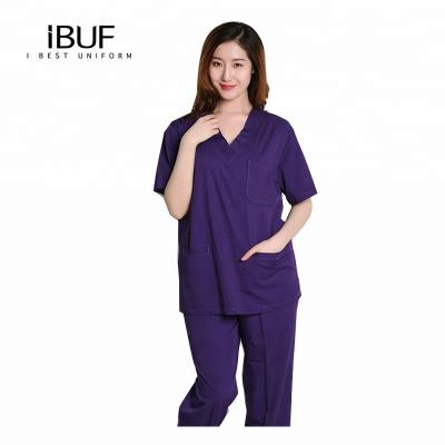 China Purple Anti-Shrink Scrubs Pro Flexibles V-Neck Scrub Top Scrubs Uniforms for sale