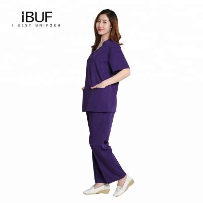 China Cherokee Anti-Shrink Scrub Uniform Women's Contrast Fake Wrap Scrub Suits for sale