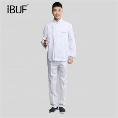 China Long Sleeve Chef Coat Workwear Uniform Tops Anti - Shrink Customized Poly Cotton for sale