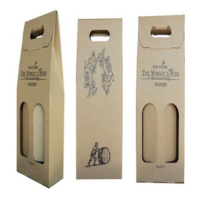 China kraft paper cardboard red wine gift packaging box with window handle for sale