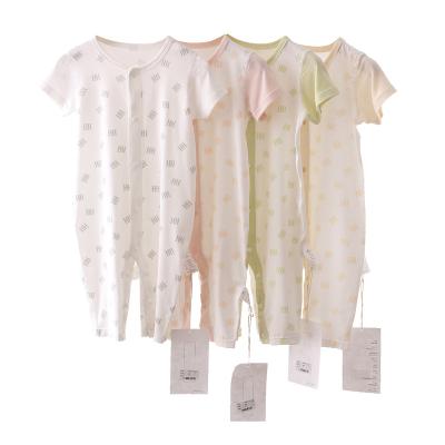 China 100% Cotton 100% Cotton Snap-Loop Baby Jumpsuit Custom Printed Neutral Baby Pajamas for sale