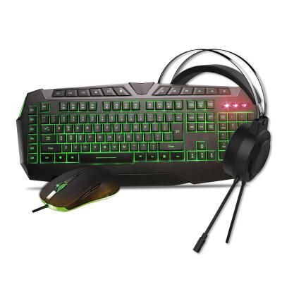 China ABS Gaming Keyboard Mouse Combos and Earphone Gaming Combo Kit OEM Wired Game Set USB Headset In Stock for sale