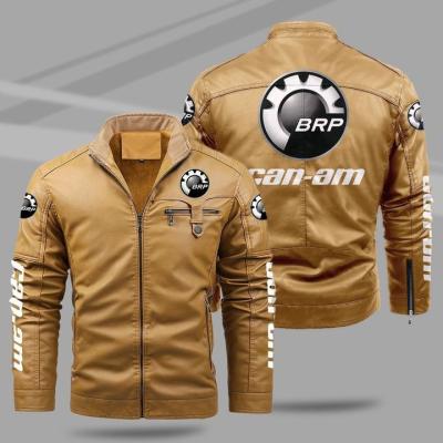 China Best Regular Popular Logo Plush Thick Pullover Design Fashionable Price Car Brand PU Plus Size Leather Jacket Coat Men for sale