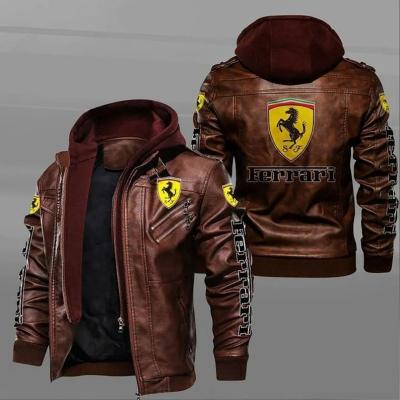 China Wholesale Regular Logo Detachable Pullover Design PU Fashionable Car Brand PU Plus Size Coat Jacket Leather Men for sale