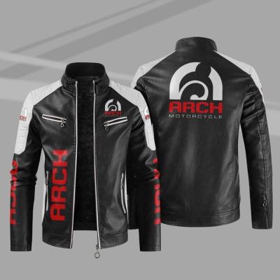 China Brand Logo Warm Zipper Leather PU Car Motor Cycle Stand Collar Mens Design Fashion Jackets News for sale