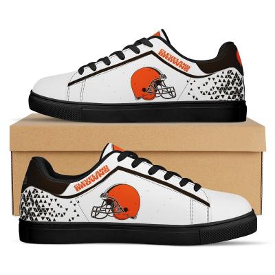 China Fashion Trend NFLE Browns 1Pair 3D Print American Football Teams AD Logo Outside Walking Cheap Custom Superstar Tennis Skateboard Shoes for sale