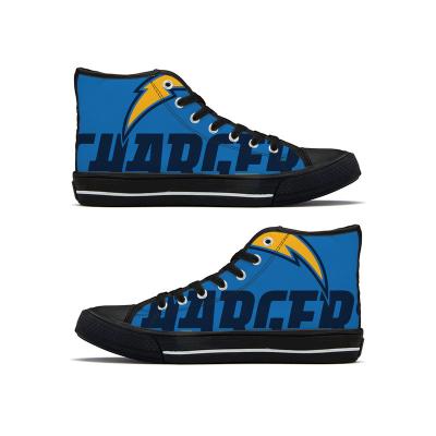 China Wholesale High Top Canvas Fashion Trend NFLE Chargers 1Pair Custom American Football Shoes Sneakers Team Walking Style Shoes Fashion for sale