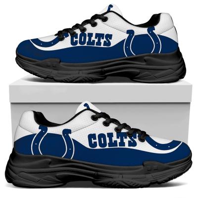 China Fashion Trend NFLE Colts 1pair Custom American Football Team Logo Custom Comfortable Printed Image Clumsy Dad Sneaker Mens Shoes for sale