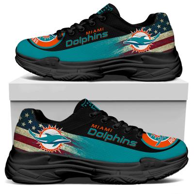 China Custom American Football Team Clumsy Dad Sneaker Custom Comfortable Printed Fashion Trend NFLE Dolphins 1pair Manufacturer Image Mens Shoes for sale